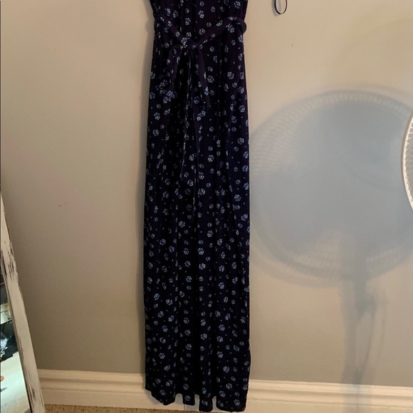 Navy blue floral print jumpsuit  (16) - Picture 2 of 7